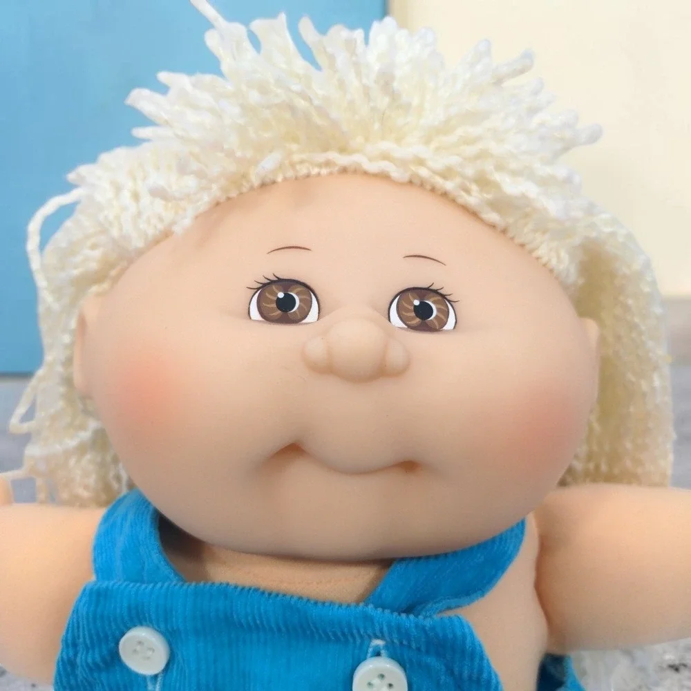 VTG 90's Mattel Cabbage Patch Kids Doll Blonde Yarn Crimped Hair Corduroy 1990